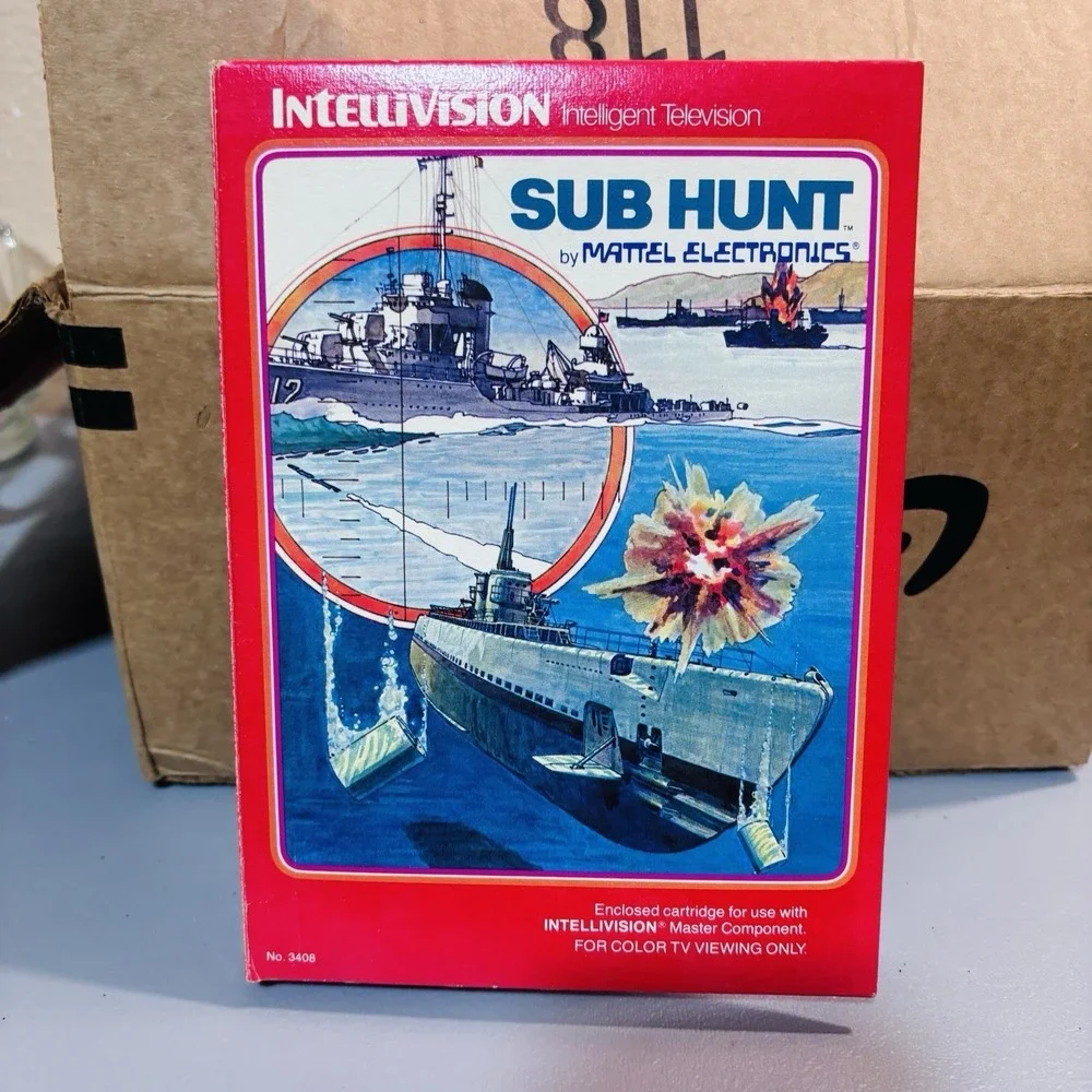 Sub Hunt Intellivision 1982 Video Game in Box with Manual Very Clean
